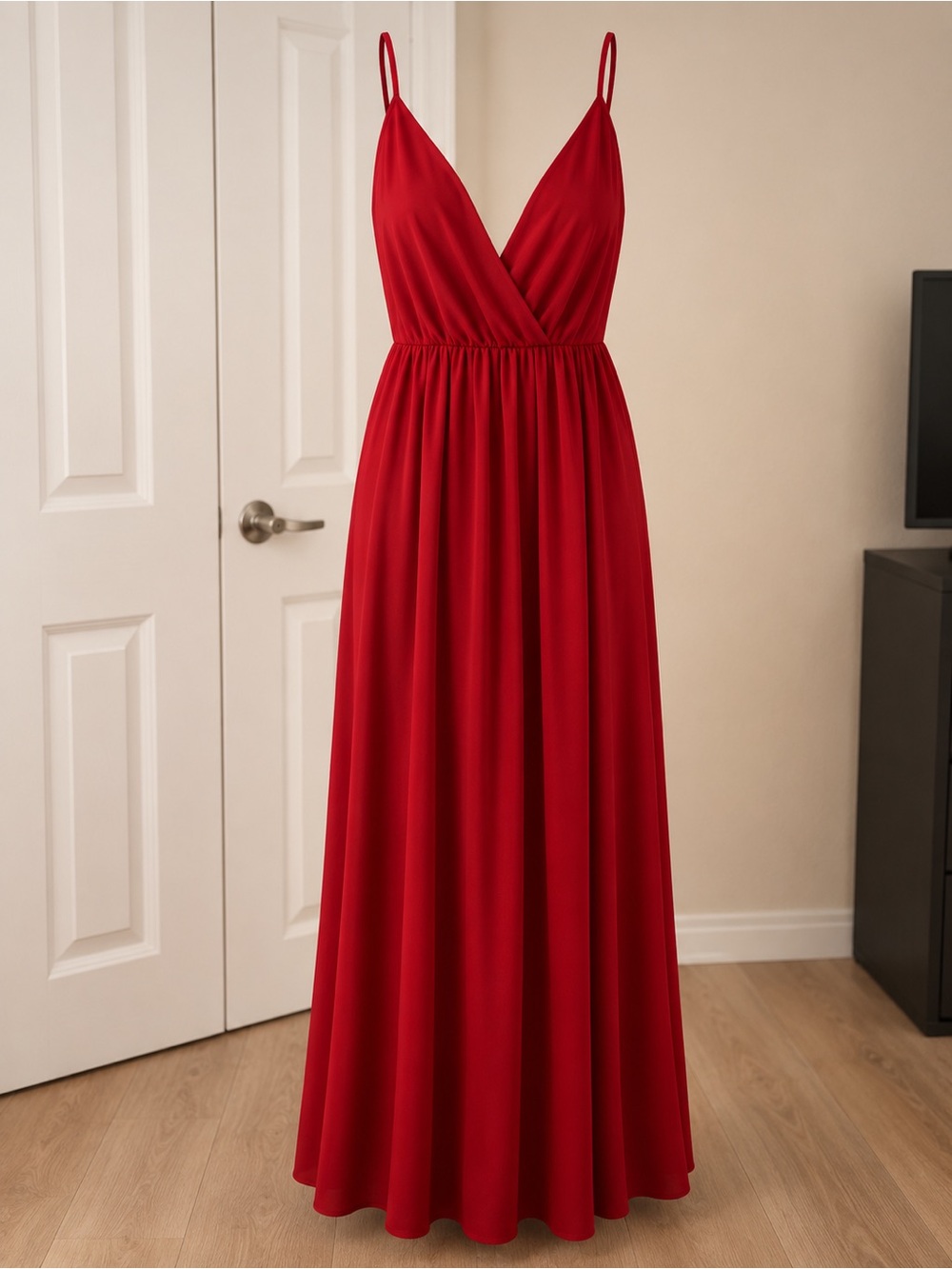 Windsor Red Surplice Maxi Dress with Spaghetti Straps